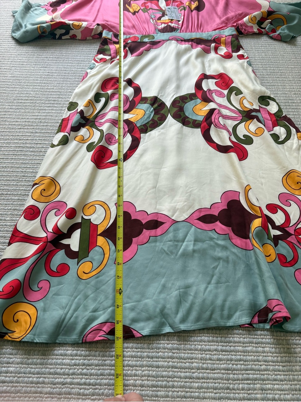 Boden Pink, Cream and Green Printed Midi Dress - Picture 8 of 15